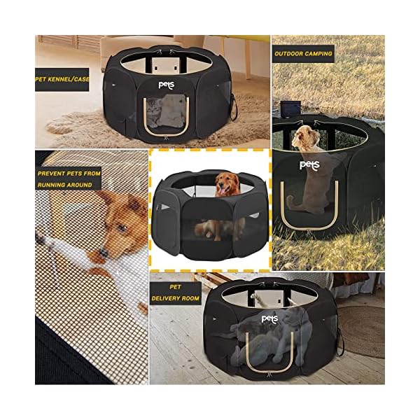 Foldable Pet Playpen with Waterproof Bottom
