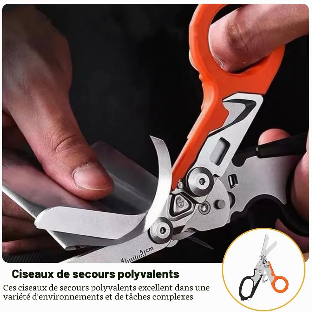 Trauma Ciseau multifonction 6 en 1 - Pince à ciseau pliable pour secouristes - Utilisation professionnelle