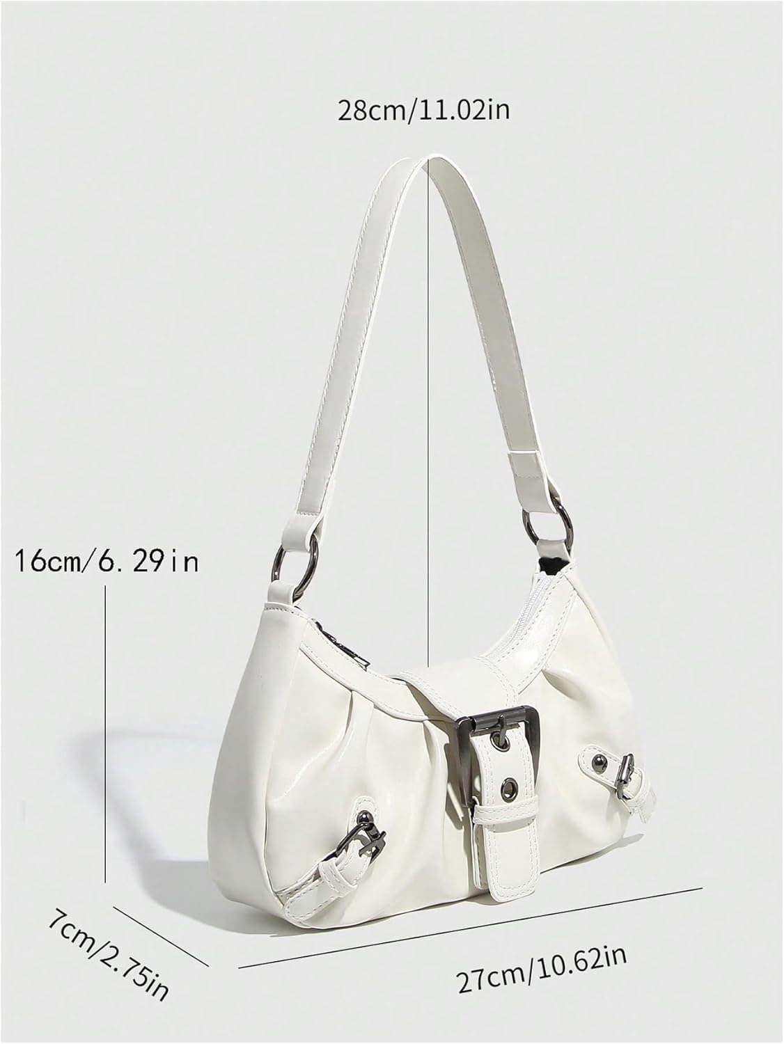 QWINEE Women's Vintage Buckle Shoulder Bag Y2K Punk PU Leather Handbag Clutch Purse
