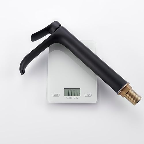 Miniatura 8 de Grifo de lavabo alto para baño, grifo de cascada de un solo mango, color negro mate, grifo mezclador de lavabo con manguera de suministro de agua y