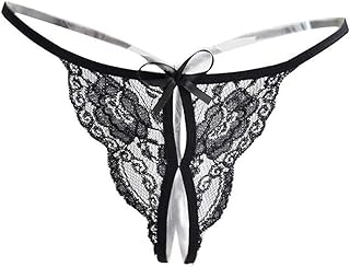 Sexy Nightwear for Women See Through Lingerie Teddy Lingerie Women Lace Underwear Thongs Panties Ladies Underwear Underpants Thong Low Waist Sheer Panties Briefs (Black)