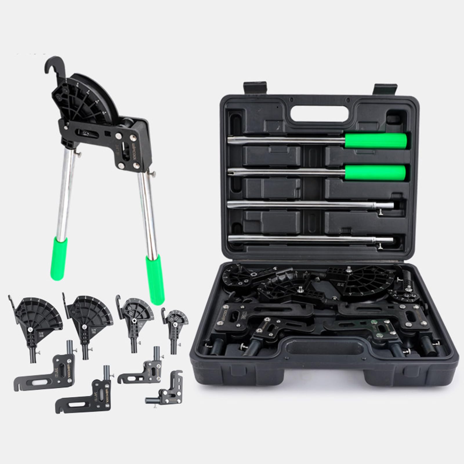 Esta dobladora de Tubos Manual de Alta Resistencia, de 12-22 mm y 1/2-7/8 Pulgadas, con 4 Matrices Desmontables para Doblar Acero, Metal y Tubos de Cobre, es Ideal para talleres de reparació