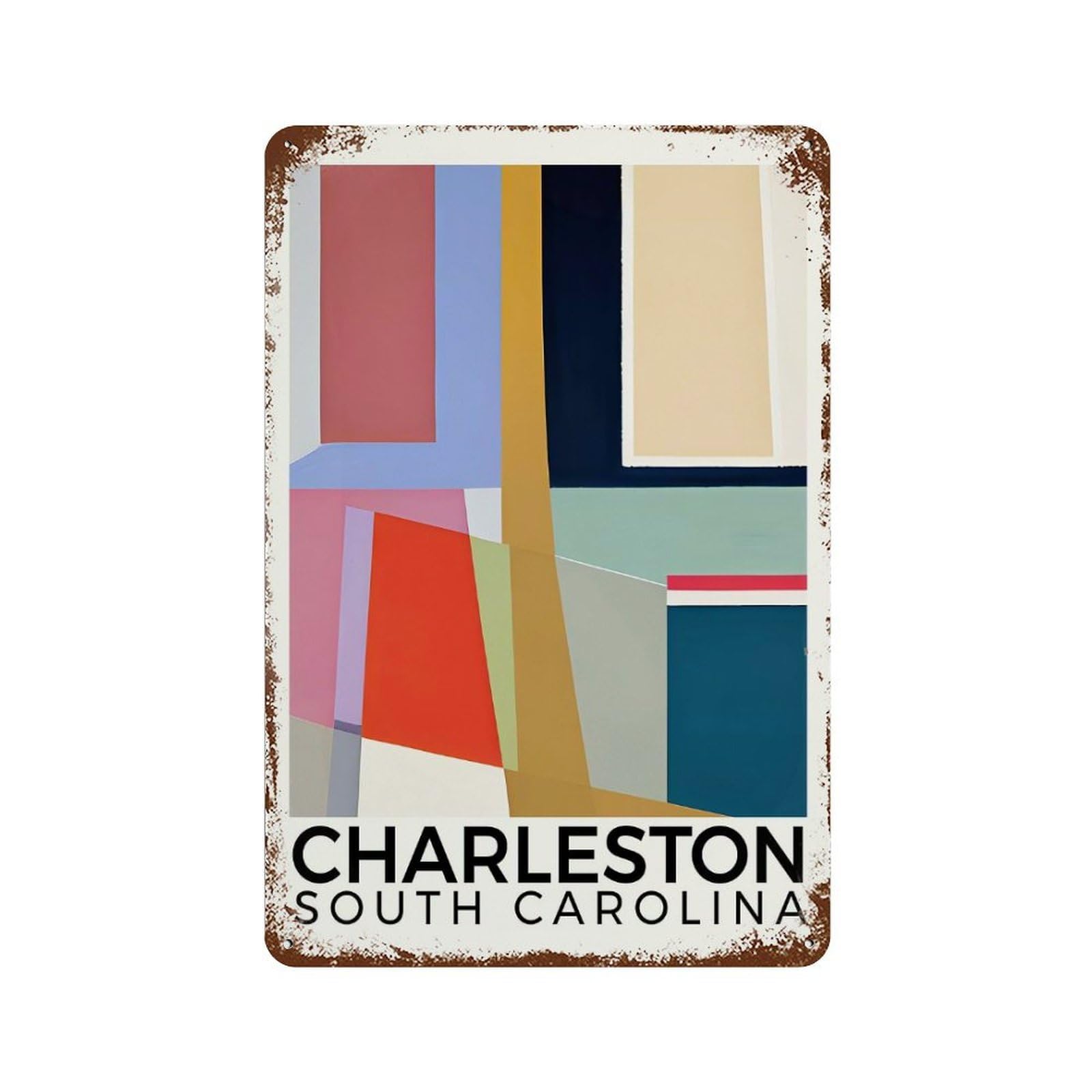Charleston South Carolina Vintage Metal Tin Sign 11.8"x7.9", Rustic Home Decor for Garage, Bar And Workshop Decor