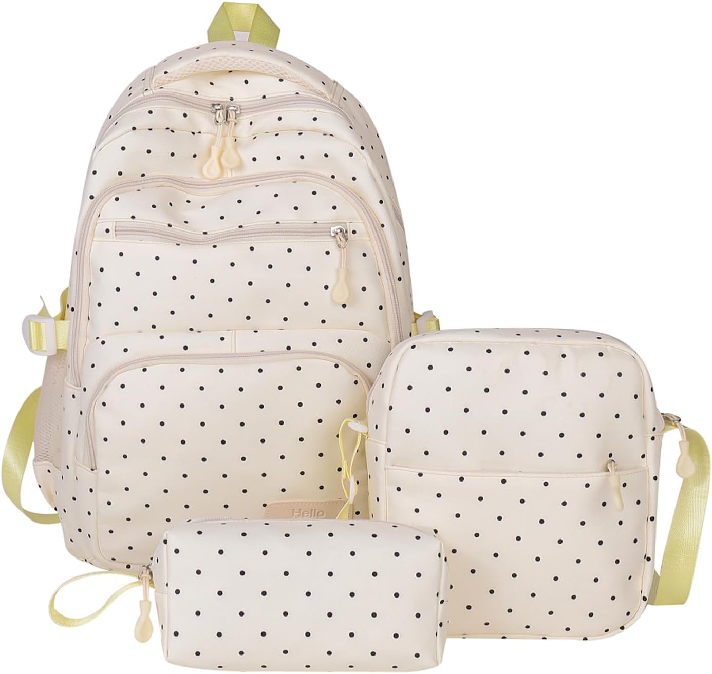 Polka Dot Backpack Set 3Pcs Cute Daypack Kawaii Nylon Backpacks for Travel Daily Use