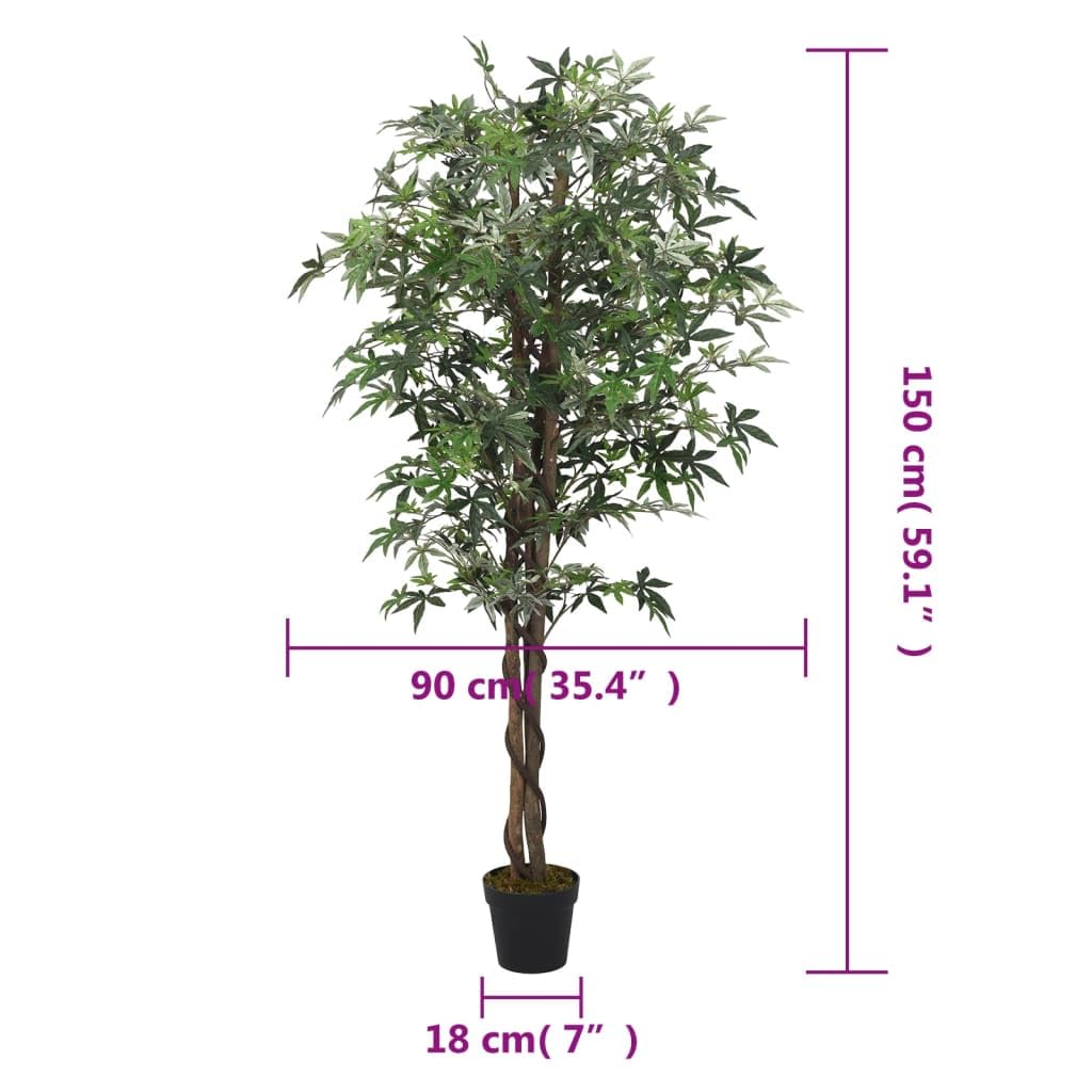 vidaXL Acero Artificiale 504 Foglie 150 cm Verde
