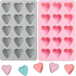 2Pcs Heart Shaped Silicone Molds15 Cavities Easy Demold Heart Chocolate ...