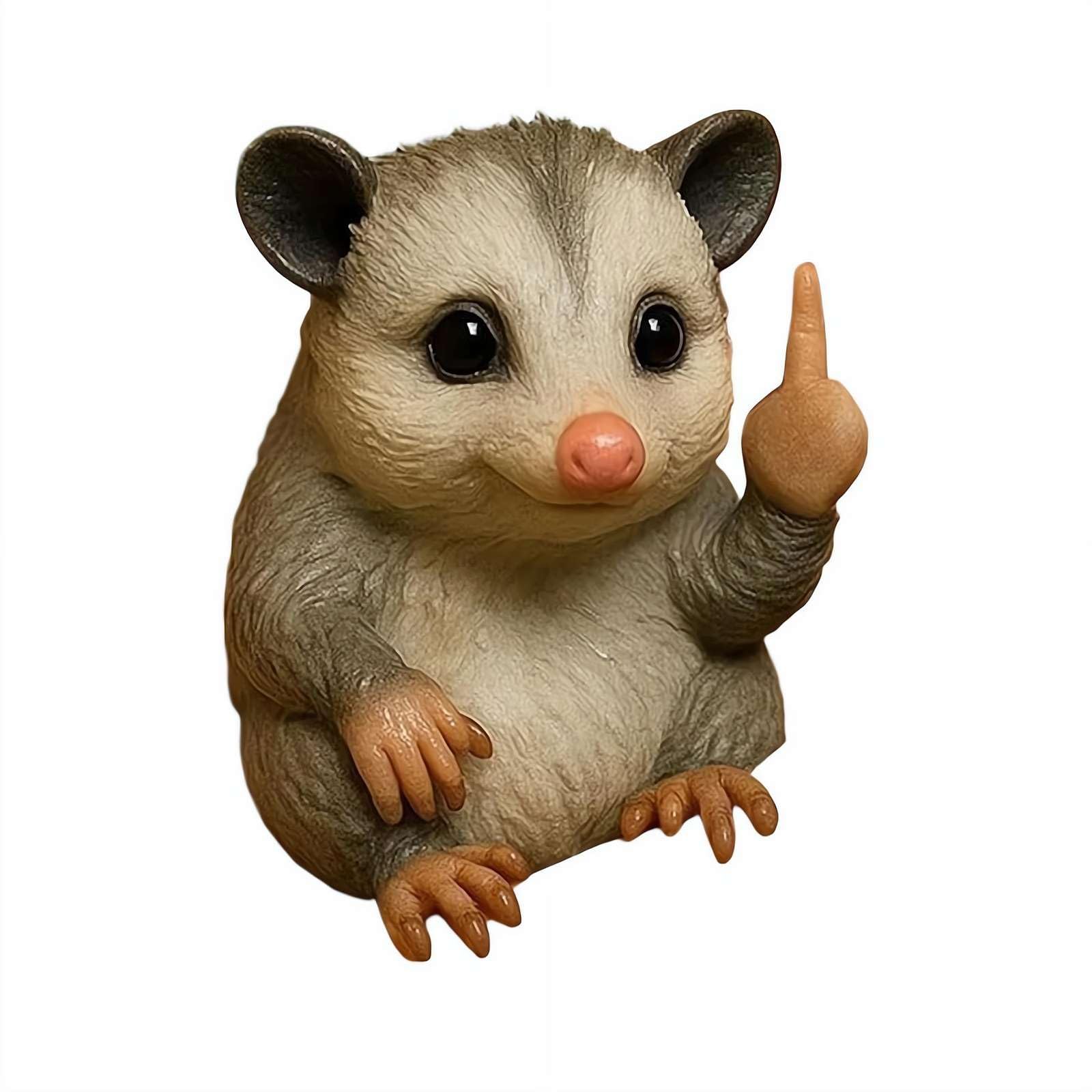 Fun Mini Middle Finger Animal Statue, 3.5 Inch Middle Finger Animal Desk Decoration, Humorous Office Stress Relief Toy, Cute Resin Statue for Shelf, Birthday Gag Gift for Coworker (Rat)