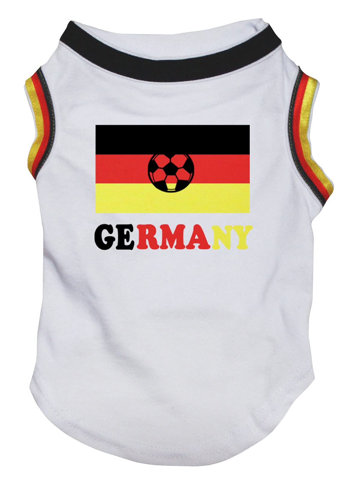 Petitebelle Camisa de perro con bandera de fútbol de Alemania, color blanco, talla XS