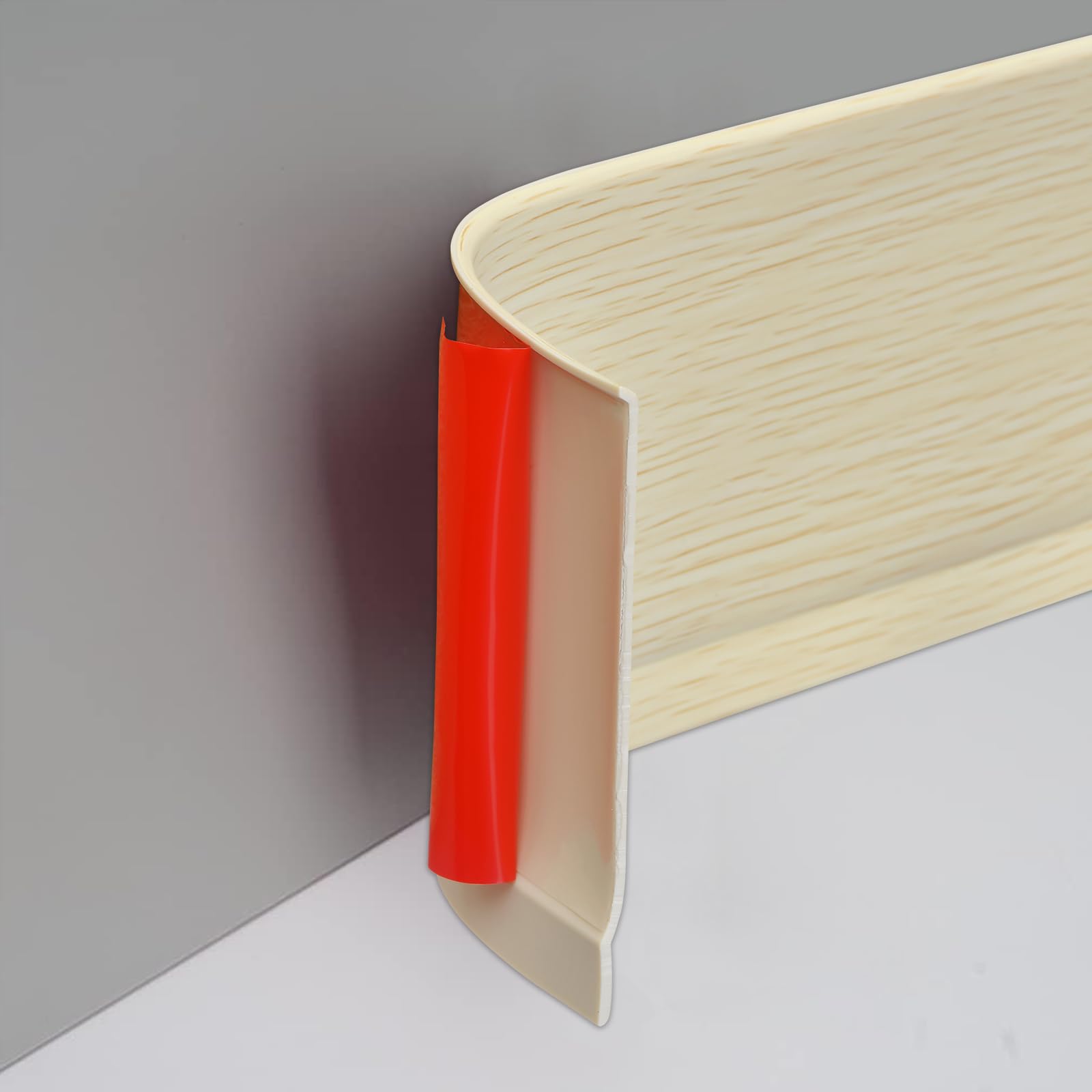 Zócalo flexible y autoadhesivo de acabado de PVC zócalo de pared flexible para pared suelo, 10 cm de ancho, 5 m, grano de madera beige