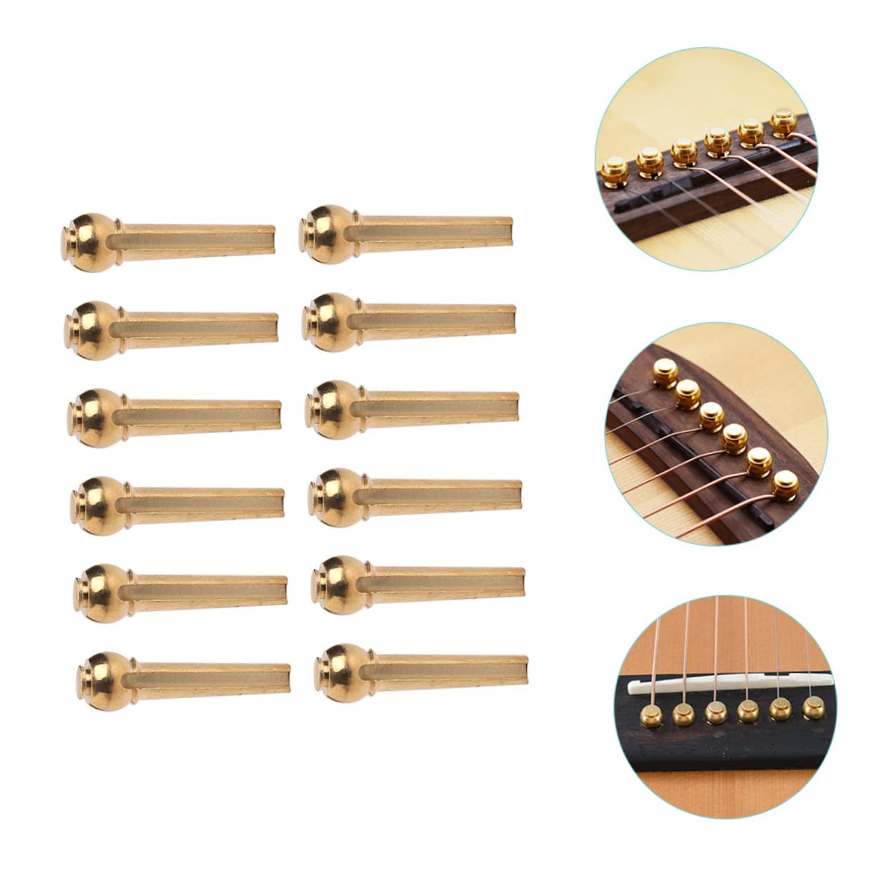 HEMOTON 5 Set Di Piroli Di Accordatura in Ottone Per Chitarra Acustica/elettrica Accessori Per Perni Di Corda 12 Pezzi*5