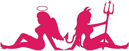 JMM00295HTPNK7 - Calcomanía de vinilo sexy con silueta de ángel y diablo, diseño travieso y agradable, 7.5 pulgadas, calidad premium, resistente a