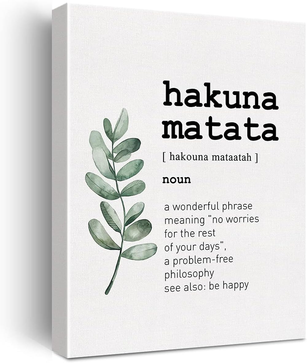 Fwjzdsp Hakuna Matata Word Definition Canvas Inspirational Print Painting Home Wall Decor Canvas Wall Art Unframed Funny Gift 12X16inch