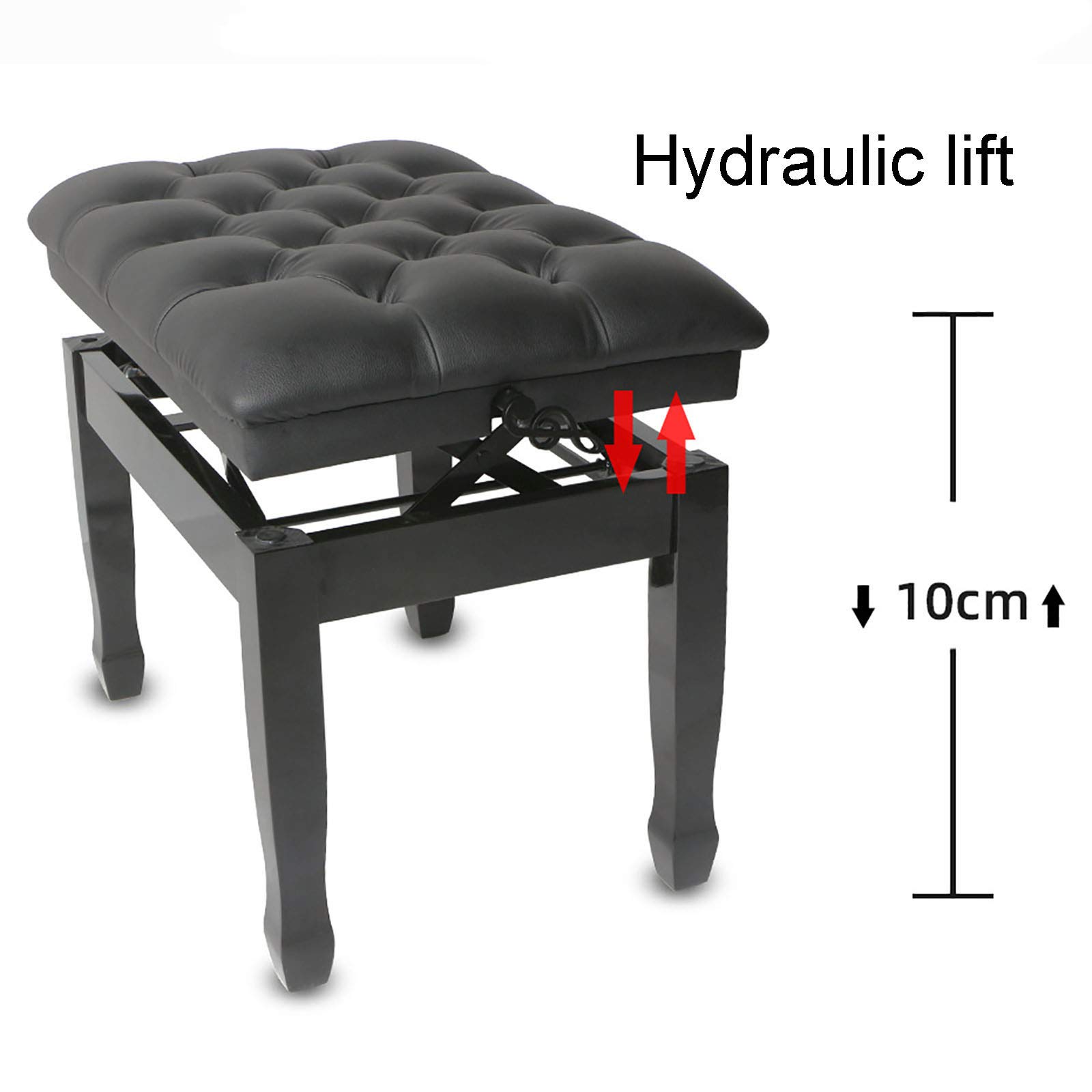 Klavierhocker, Frisiertischhocker, schwarz, Klavierhocker, höhenverstellbar, Keyboardbank, Bank verstellbar