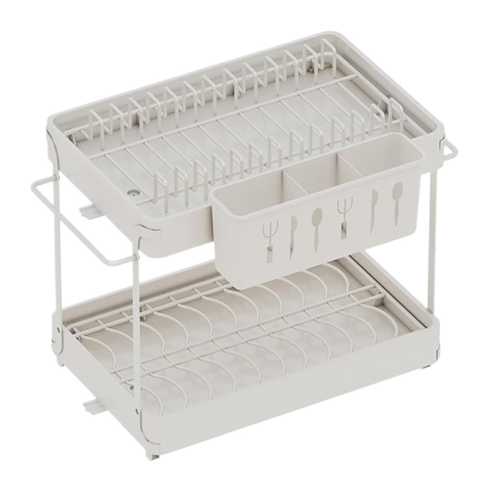 AVkgwrtb Dish Drying Rack, Dish Rack 2 Tier With Utensil Holder Multicolor 40x28x36.5cm(White)