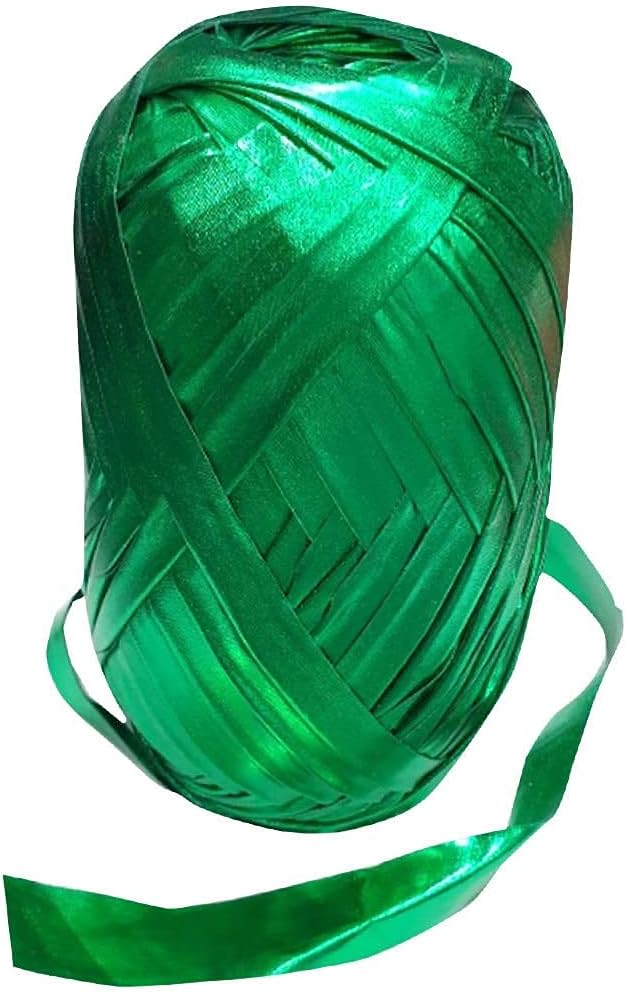 LaPace Shiny Fabric Ribbon Tape Yarn, Sparkle Shimmer Glitter Yarn for Knitting, Crocheting. 60 Yards Per 1-Ball, Less Deformation, Suitable for Fancy Crochet, Knitting and Crafting (Green)