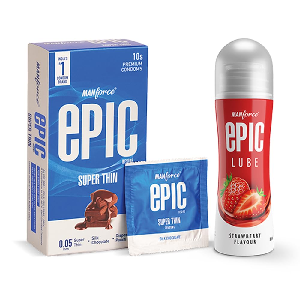Manforce Epic Desire Super Thin Silk Chocolate Condom - 10s & Manforce Epic Lube, Water-Based Gel, Strawberry Flavoured, 60ml-picture-27
