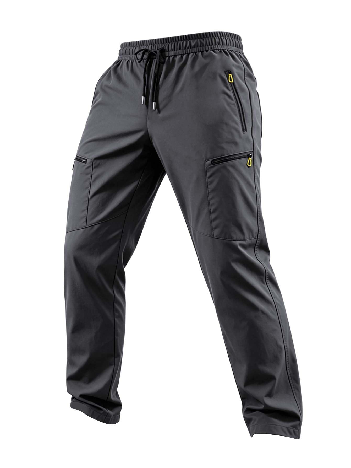 Hidkat Men's Lightweight Hiking Cargo Pants Outdoor Tactical Pants Water Resistant Combat Trousers with Zipper Multi Pockets