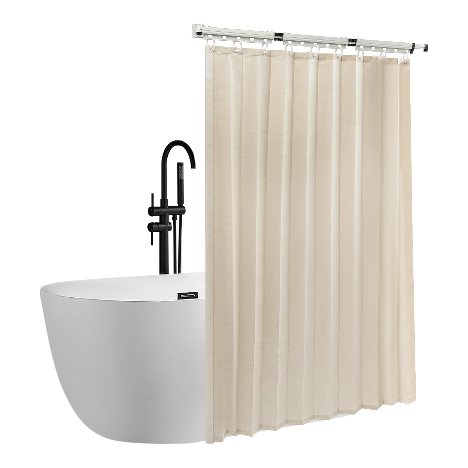 Rideau de douche mural, pliable, anti-moisissure, imperméable, lavable à 360 °, pour salle de bain, douche, vestiaire, camping-car, caravane