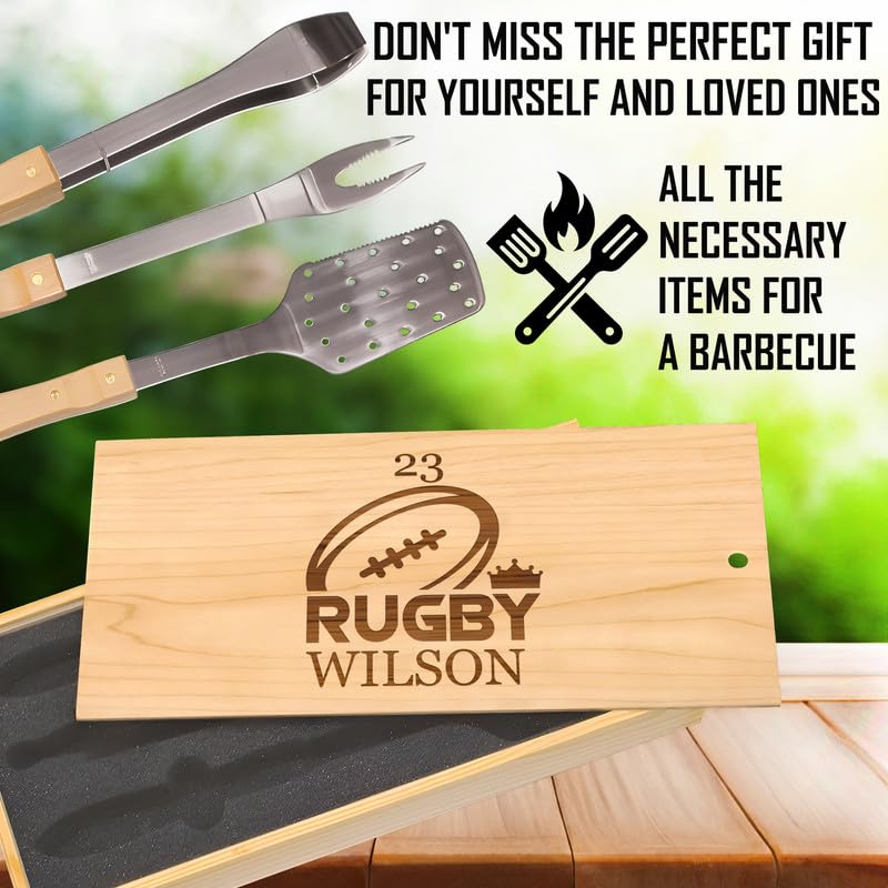 Set de Parrilla para Fans de Rugby con Caja de Madera miniatura 6