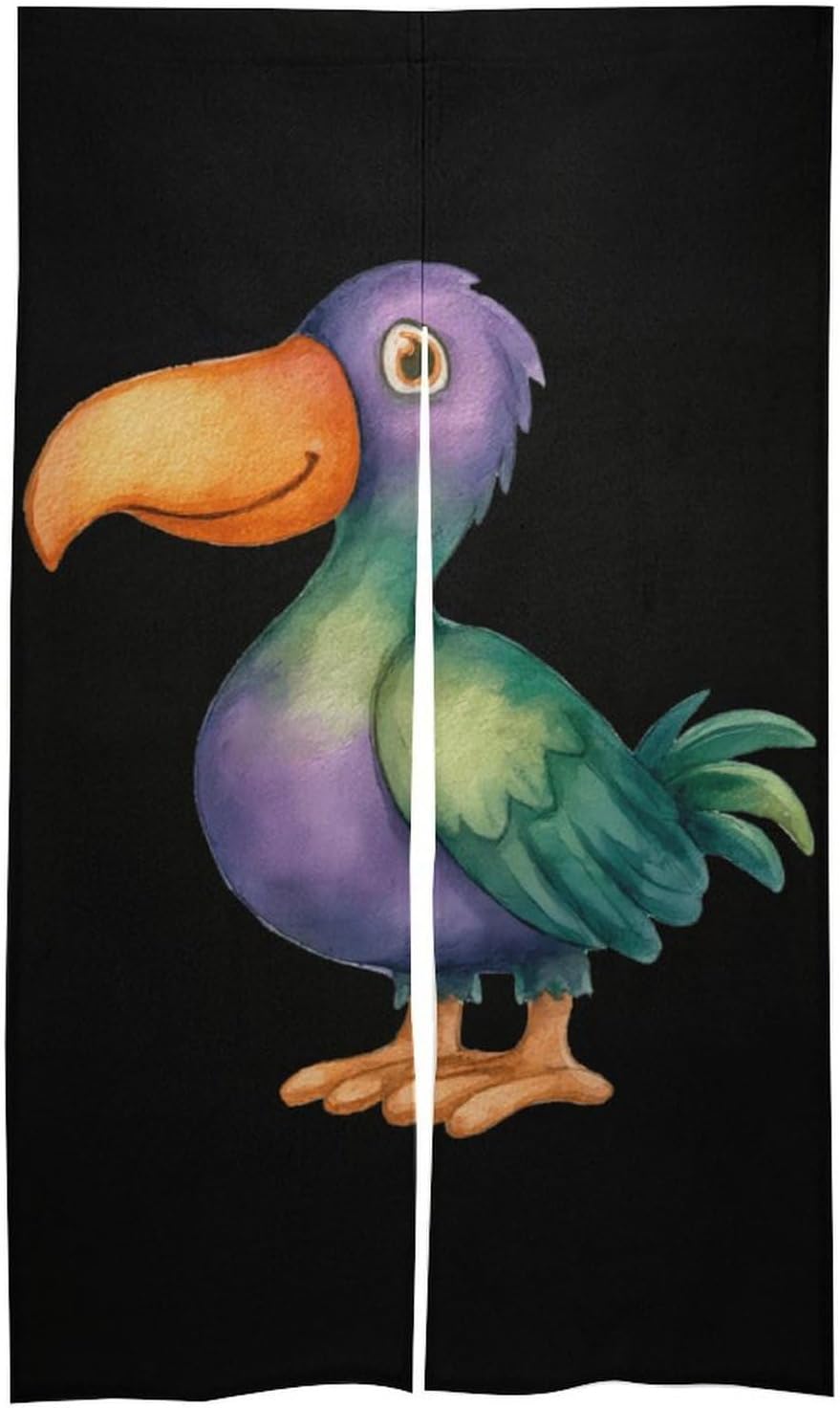 Dodo Bird Doorway Curtain Insulated Room Divider Drapes | white linen,privacy curtains