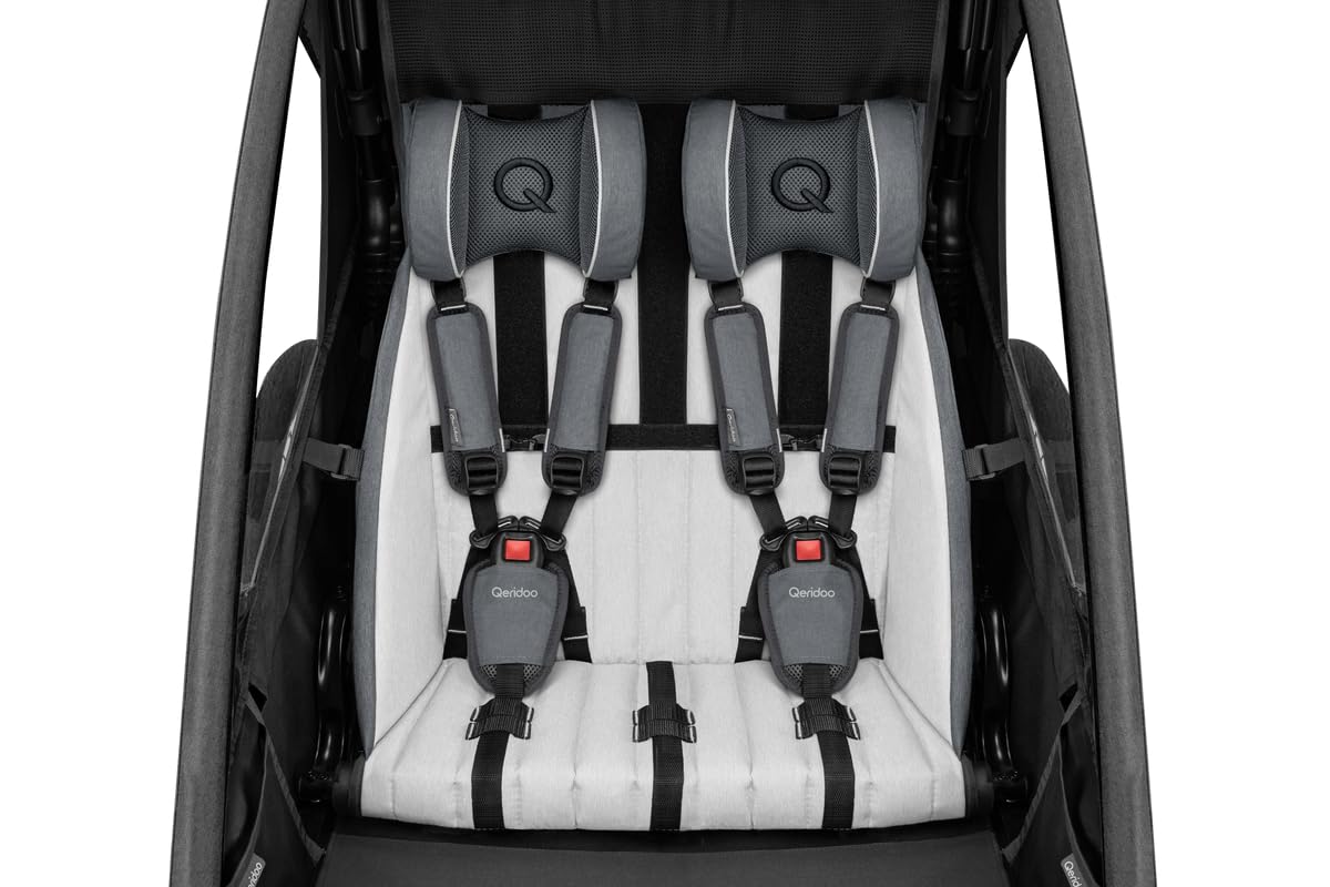 Qeridoo Sportrex Jeans Blue | Fahrradanhänger | Sicher & flexibel | Besonders gut als Trailer | Federung & 3-in-1-Verdeck | Fahrradanhänger Kinder | Fahrrad Anhänger | Kinderfahrradanhänger