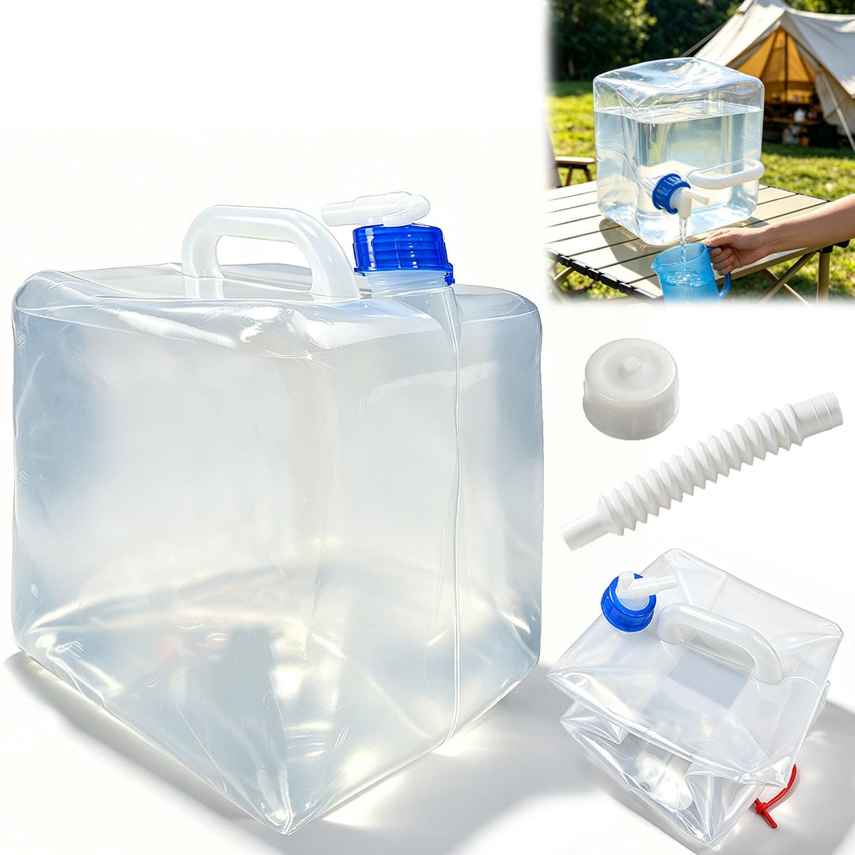 OLRWSLG 10L Collapsible Water Container with Spigot Large Capacity Foldable Portable Water Carrier BPA Free Waters Storage Jug Lightweight Outdoor Waters Canteen for Camping Hiking Picnic Emergency