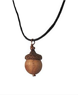 Handcrafted Natural Oak Wood & Copper Hand Wiring Acorn or Pumpkin Pendants & Earrings (Acorn Pendant)