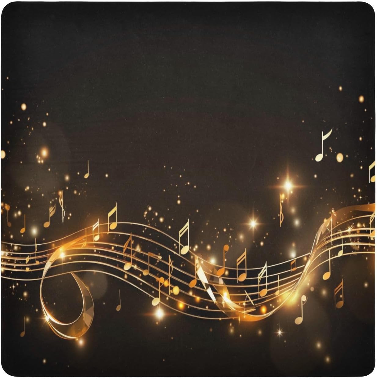 Gold Musical Notes Self-Adhesive Magic Cloth Makeup Bag Portable Cosmetic Bag Protective Wrap for Laptop Camera Lens, 21.7 X 21.7 Inch