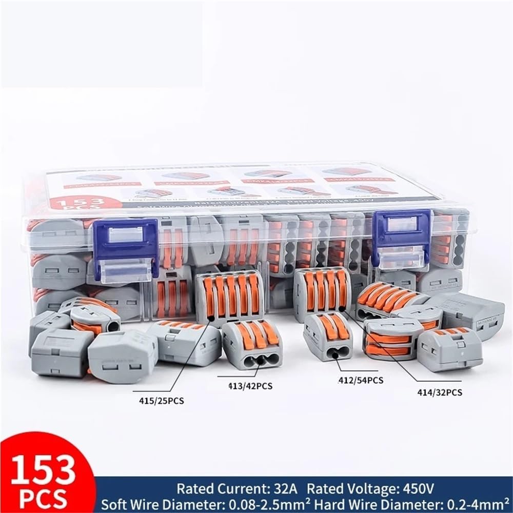 153 pezzi standard solidi flessibili morsettiere, connettore elettrico a giunzione rapida, dadi for connettori a leva