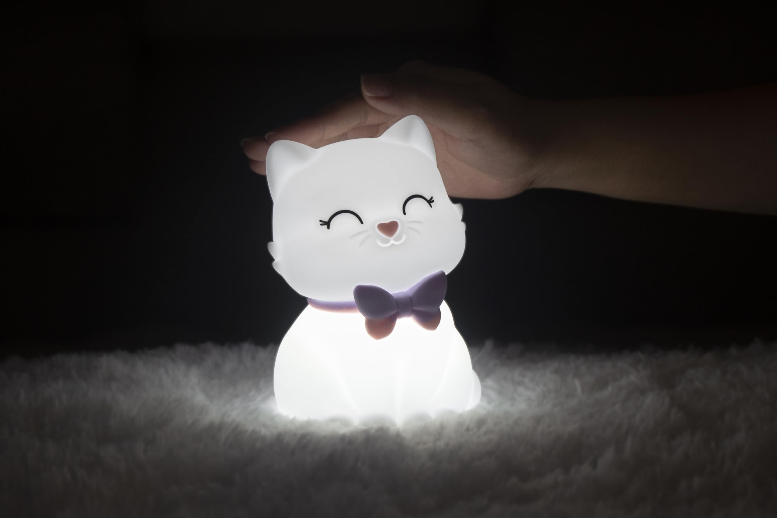 [D]hink DHINK - Lámpara de noche recargable LED de gato, lámpara de noche de silicona para habitación de bebé y niño, lámpara de noche infantil, regalo de nacimiento, color blanco