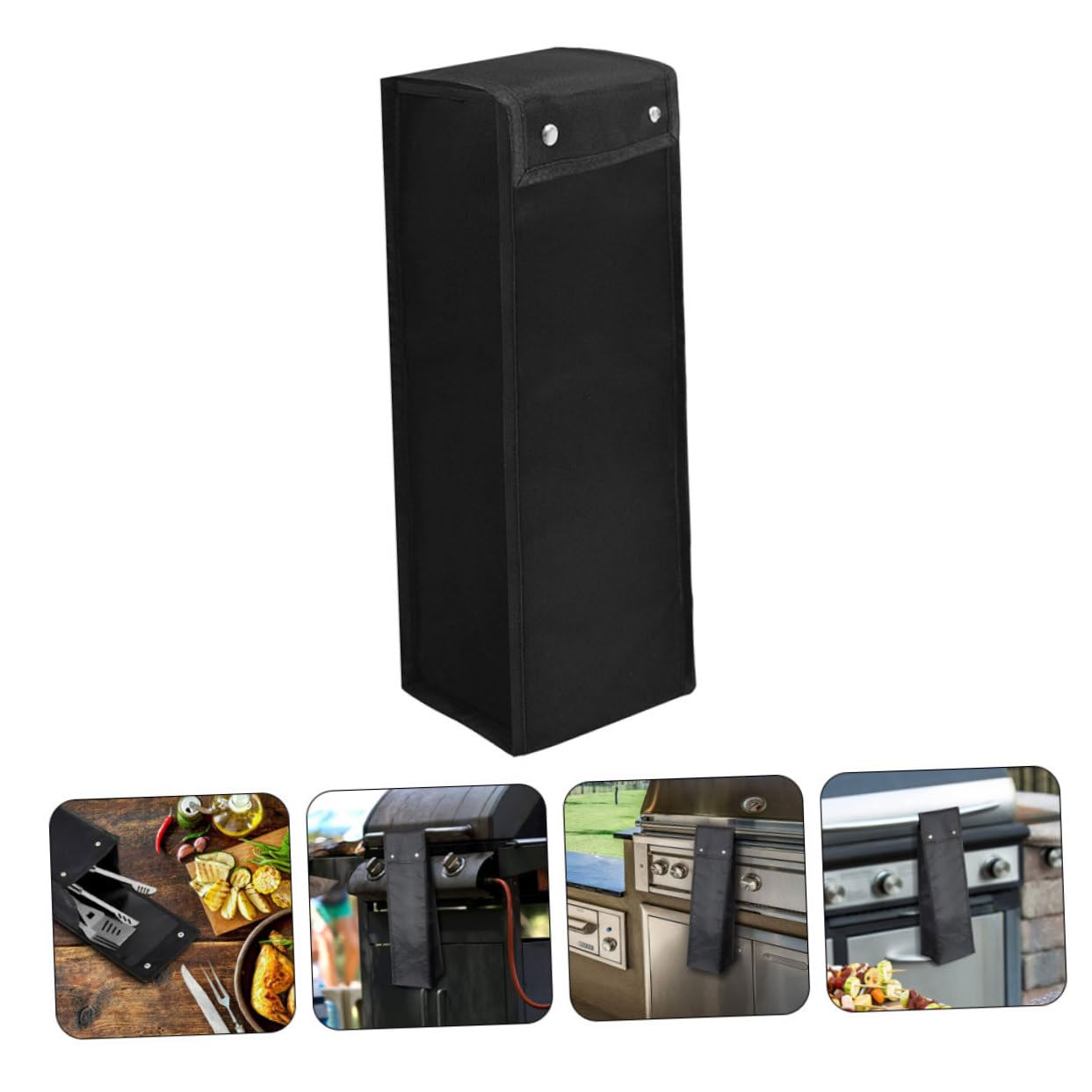 Toyvian 4 Pezzi custodia per barbecue borsa portatile borsone inter kit utensili valigetta portautensili toolbox custodia per utensili da barbecue con coperchio in tessuto Black