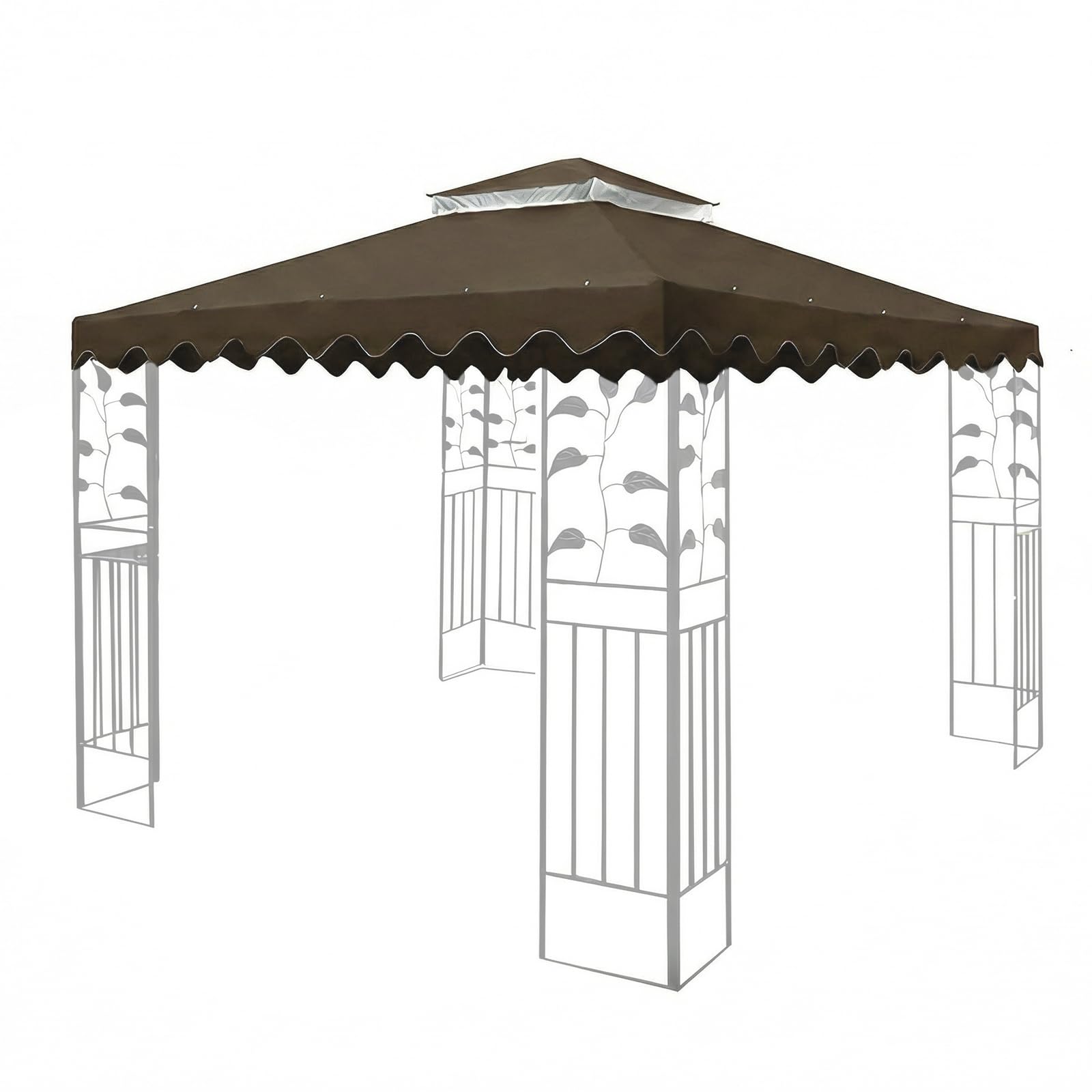 OKYUK Ersatzdach für Pavillon, mit atmungsaktivem Netz, UV-beständig, stabiler wasserdichter Doppeldach-Konstruktion, einschließlich Entwässerungslöchern, ideal für 3 x 3 m Gartenpavillons