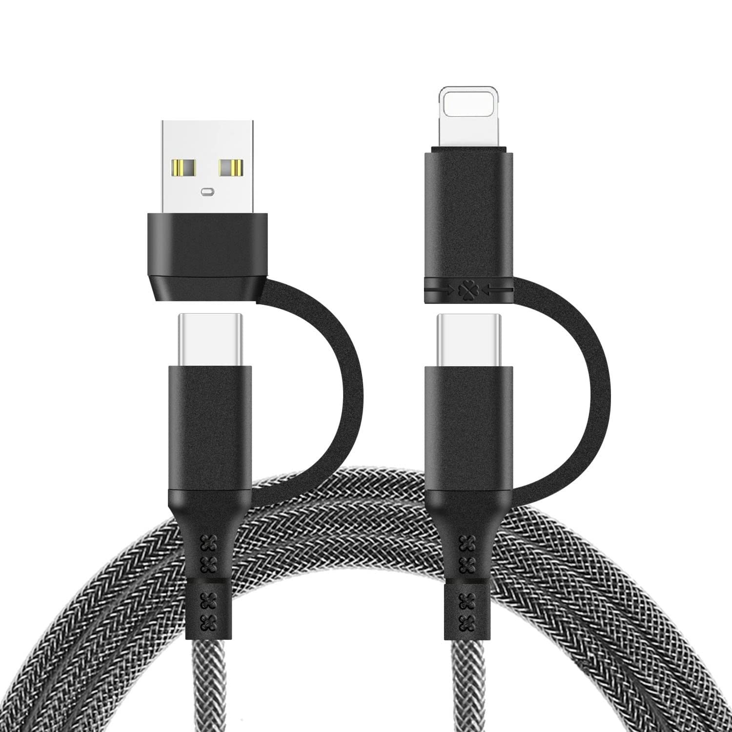 USB C Multi Fast Charging Cable PD 60W Nylon Braided Ultra-Durable Fast Charge Cord 4-in-1 3A USB/C to Type C/L-Phone Fast Sync Charger Adapter Compatible with Laptop/Tablet/Phone(3.3FT) : Electronics