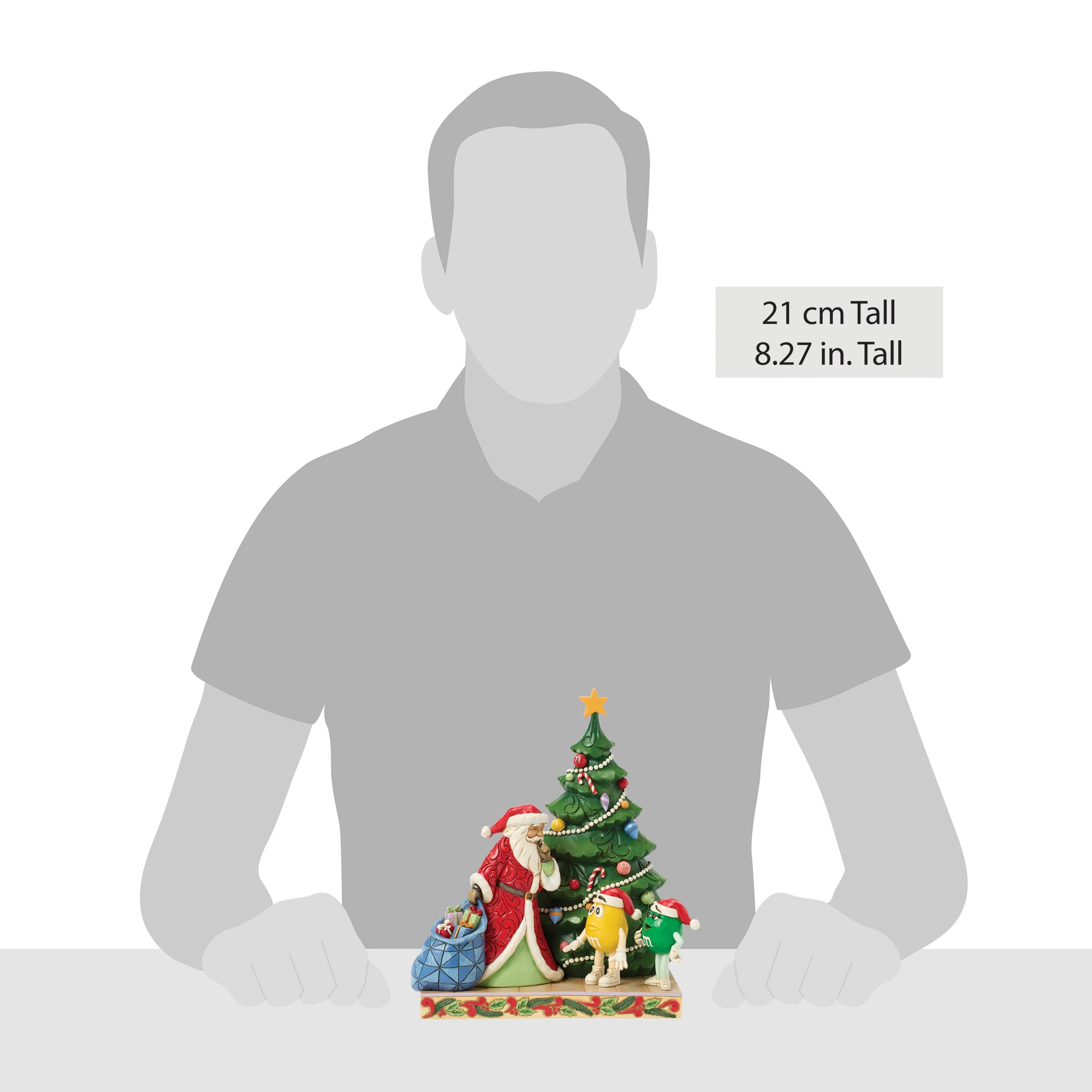 Enesco M&M's by Jim Shore Figurine de Père Noël avec Personnages Verts et Jaunes de Sapin de Noël, 21 cm, Multicolore
