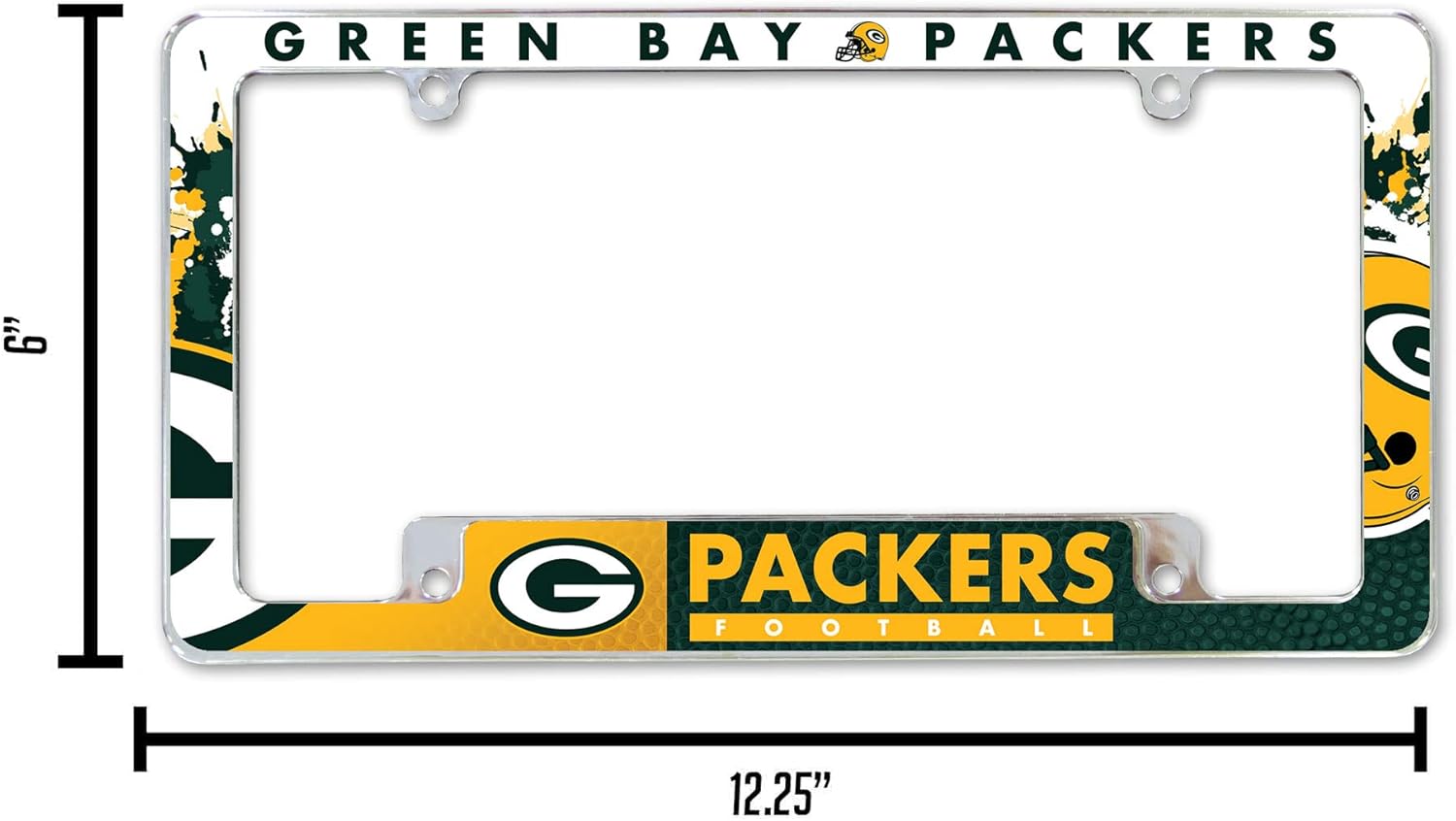 Rico Industries NFL Football Primary 12" x 6" Chrome All Over Automotive License Plate Frame for Car/Truck/SUV