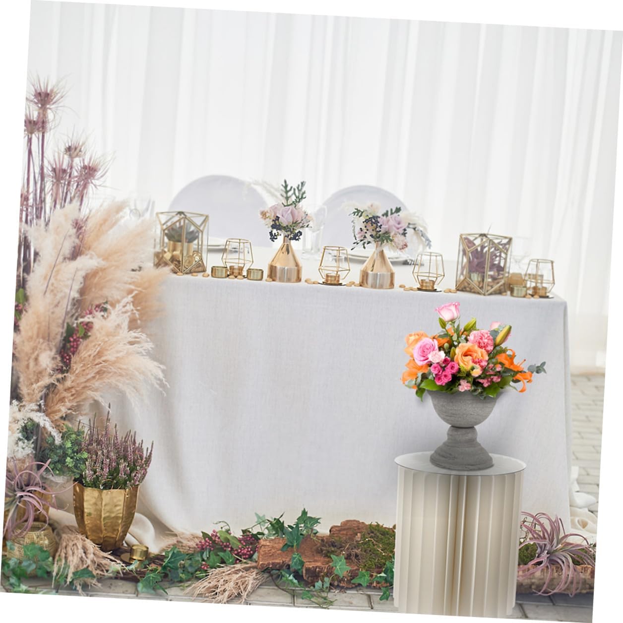 Uonlytech 2pcs White Foldable Cylinder Pedestal Stands 30cm Diameter X 20cm 40cm High Paper Cake Cylinder Pedestal for Party Table Decoration and Wedding Centerpiece Display