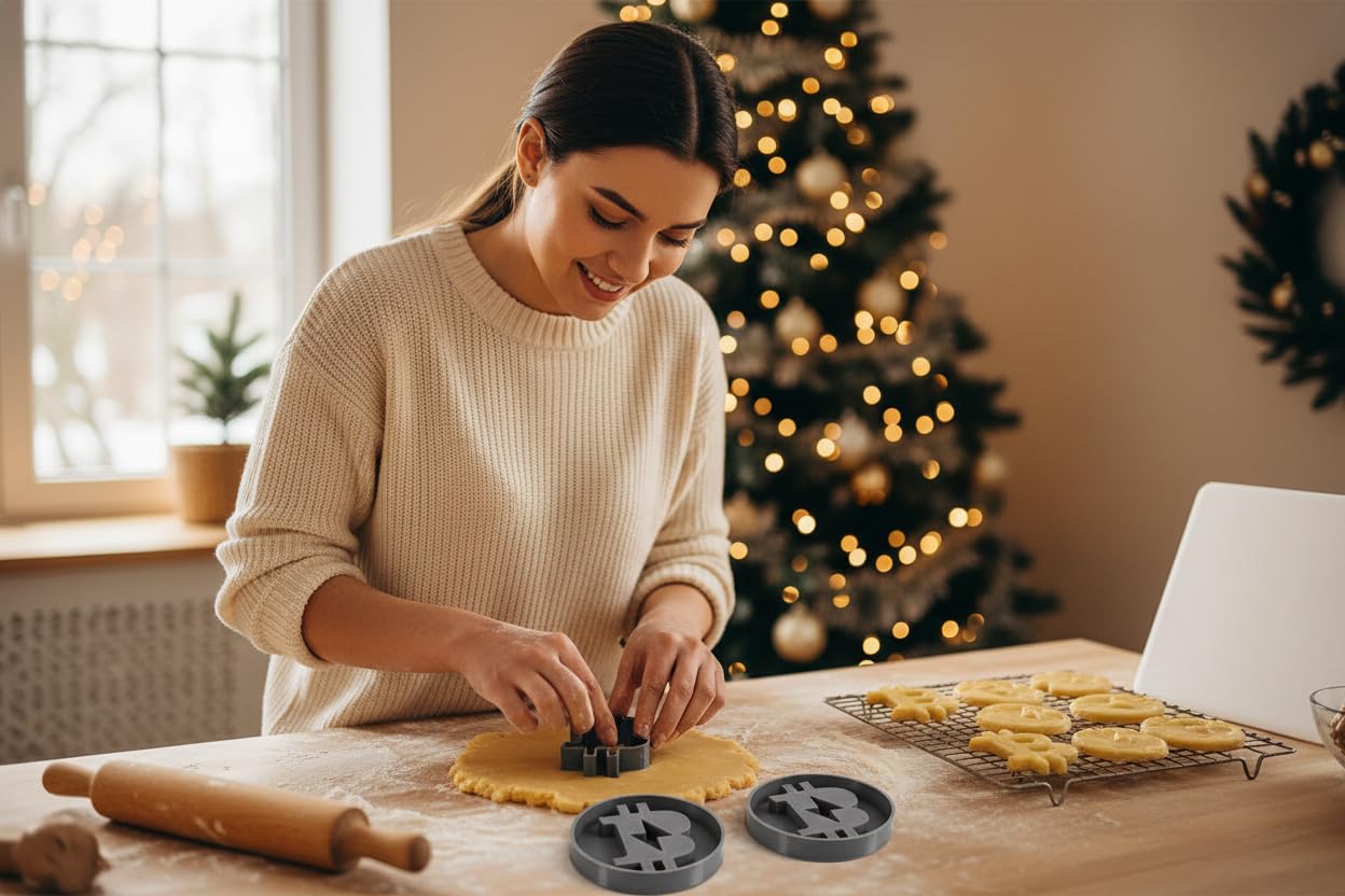 Set di 3 formine per biscotti Bitcoin, con logo Bitcoin, per alimenti, made in Germany, regalo cripto