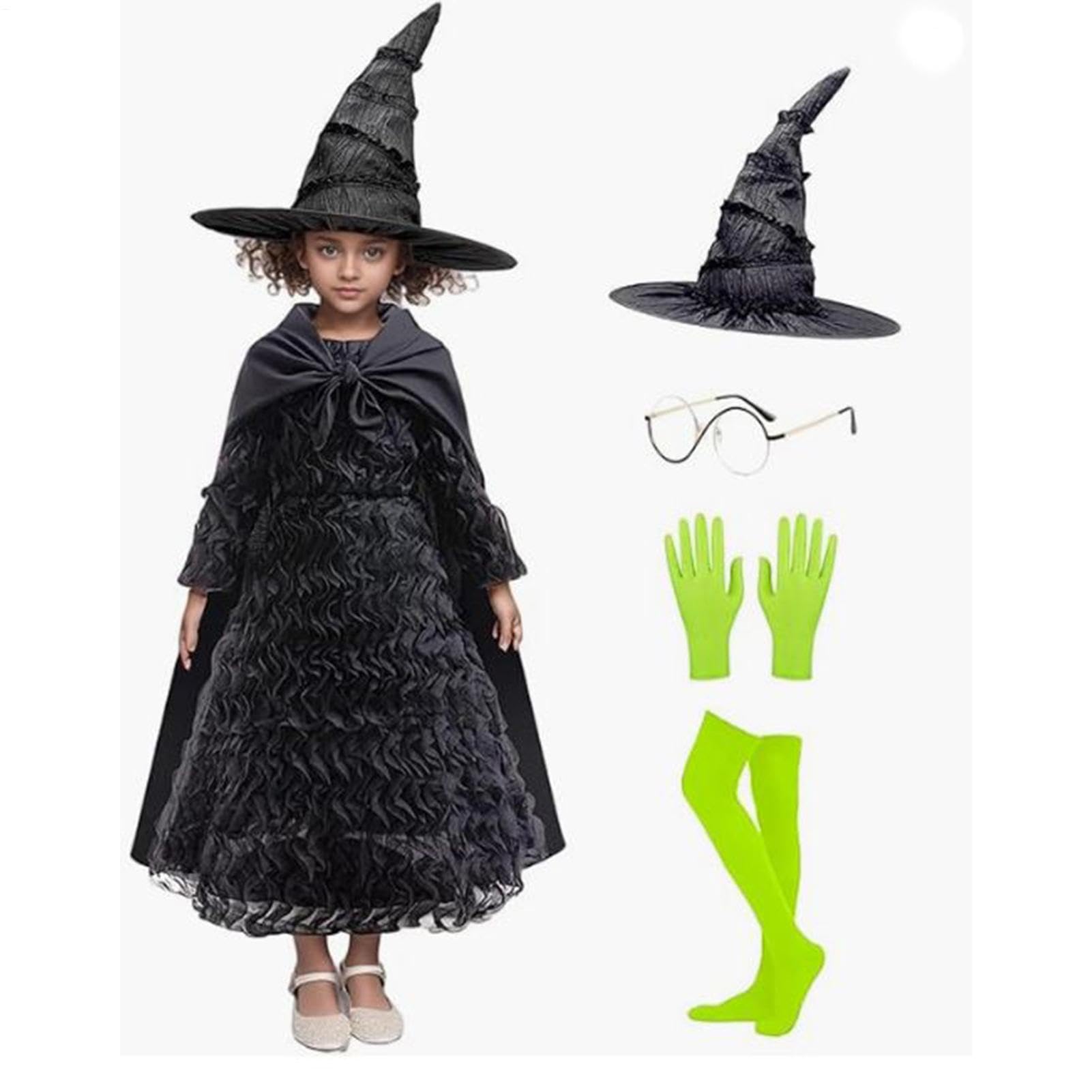 Generisch Kostium czarownicy na Halloween, klasyczny, oddychający strój | Dziewczęcy kostium czarownicy czarny na sztuki teatralne charakter wyzwanie sceniczne impreza córka uczniowie koledzy z klasy