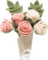GlaciartOne Handcrafted Felt Roses Bouquet - 5pc Washable Artificial Flowers, Essential Oil Ready, Bendable Stems for Home Decor, Events & Gifts