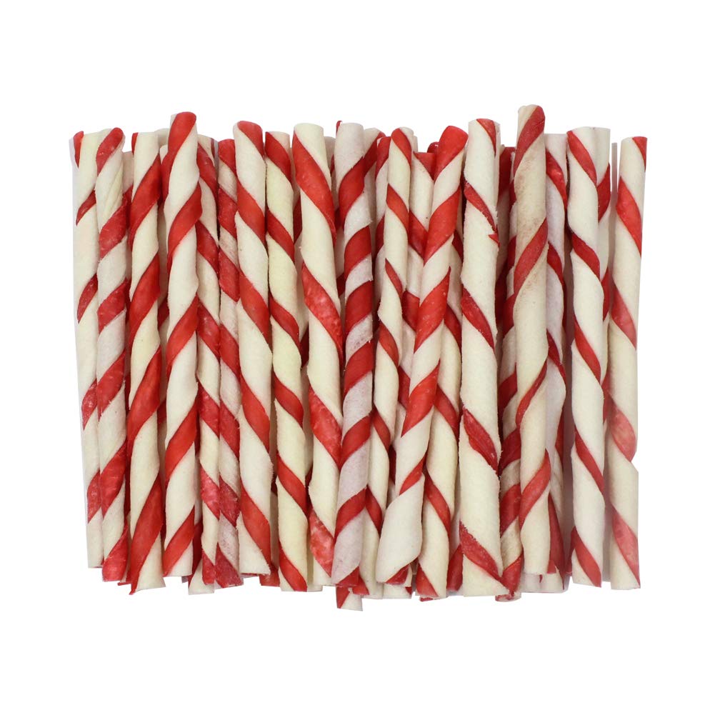 Rawhide Natural Twist Sticks Chews for Dogs with Beef Hide 5 Inch 40 Pack 8.5 OZ