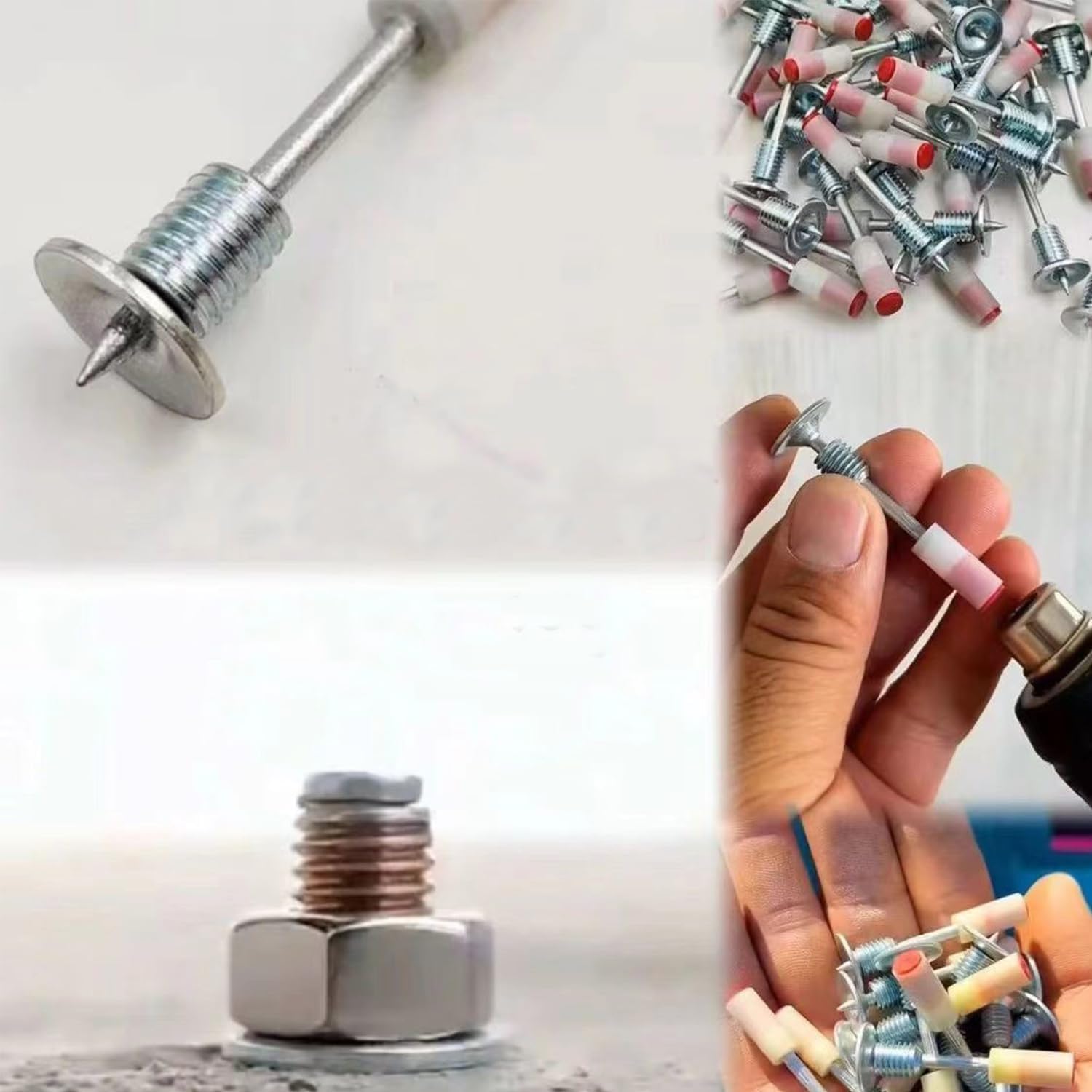 100PCS Threaded Manual Concrete Nails with M8 Screw Nut for Concrete Nail Gun,for Concrete Ceiling Cable Ducts Fixed Slotting Device Repair Tool Home DIY Nail Gun Accessories