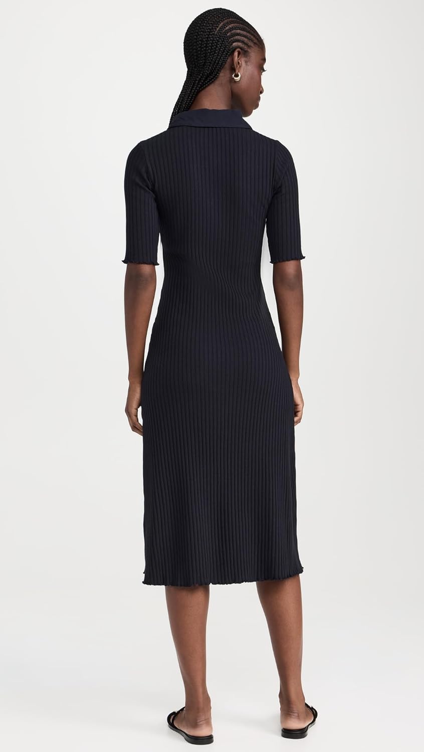 Vince Women's Rib Elbow Sleeve Polo Midi Dress - Image 3