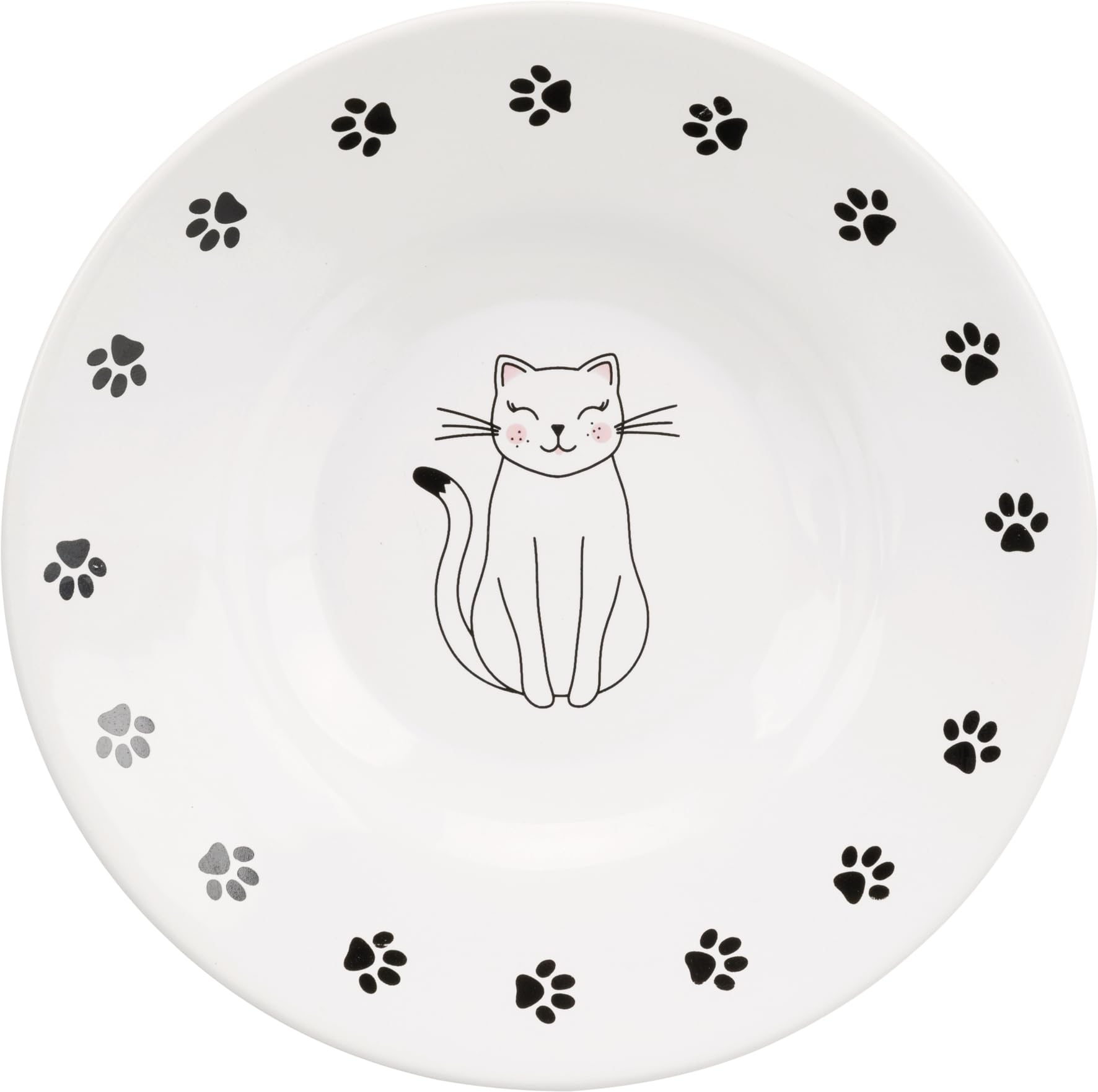 Trixie Ceramic Flat Bowl for Cat, Attractive Design with Charming Cat Paw, White Color, 15 cm, Perfect for Serving Food or Water to The Cat, 200 ml Capacity (B07HGQ1738) Amazon Price History, Amazon Price Tracker