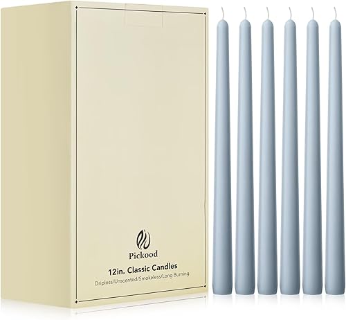 Miniatura 8 de Velas cónicas largas de 10 pulgadas sin aroma y sin goteo de 30 unidades, paquete a granel - Velas cónicas blancas a granel, perfectas para bodas