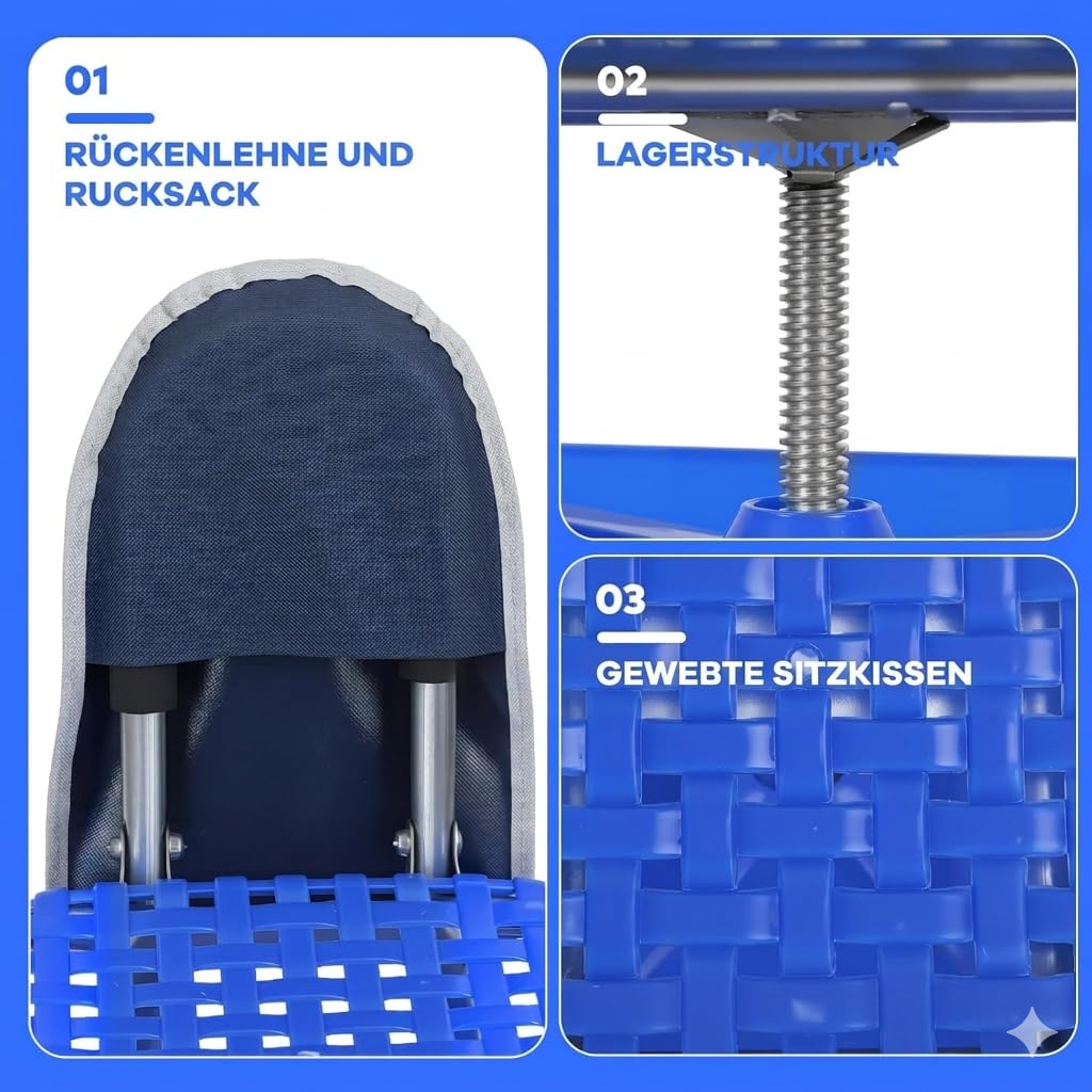 Gartensitz mit Rollen Garten Rollsitz – 360° Schwenkfunktion & Höhenverstellung, Werkzeugablage für Gärtner Senioren bei Gartenarbeit (Lenkrolle)