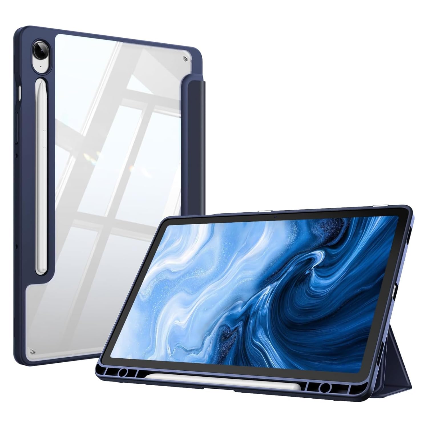 MOCA Flip Cover for Samsung Galaxy Tab S10 Lite / S10 FE / S9 FE 10.9 Inch, Shockproof Slim Case with S Pen Holder, Auto Sleep Wake, Transparent Back (Aqua Blue) — Amazon image 10