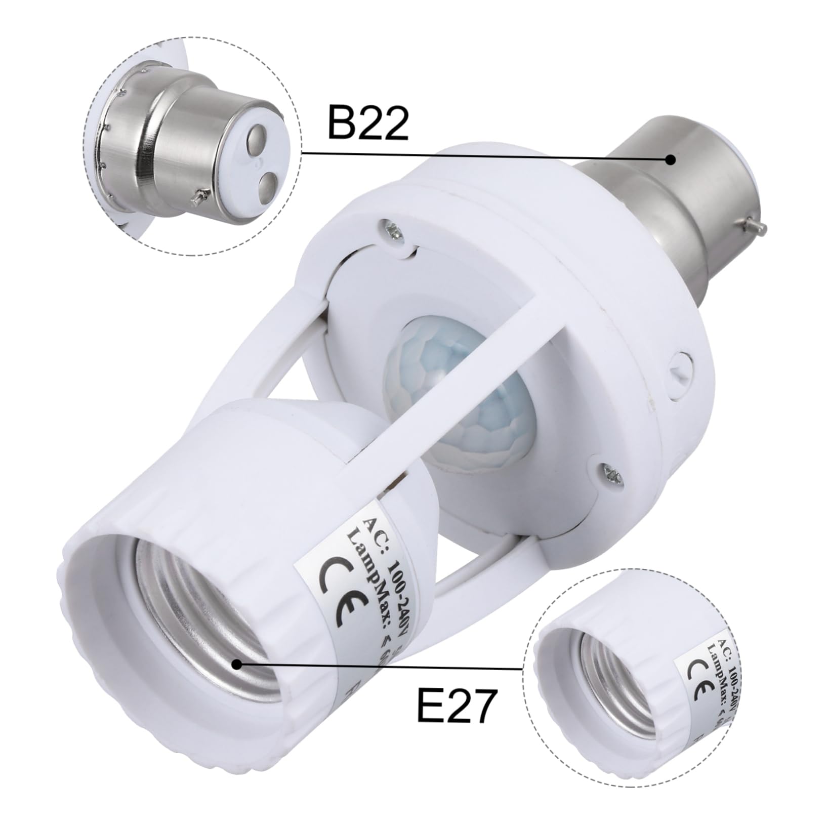 6 Pièces Adaptateur B22 Vers E27 - Convertisseur Douille Baïonnette Vers Vis Pour Ampoules LED Et Halogènes