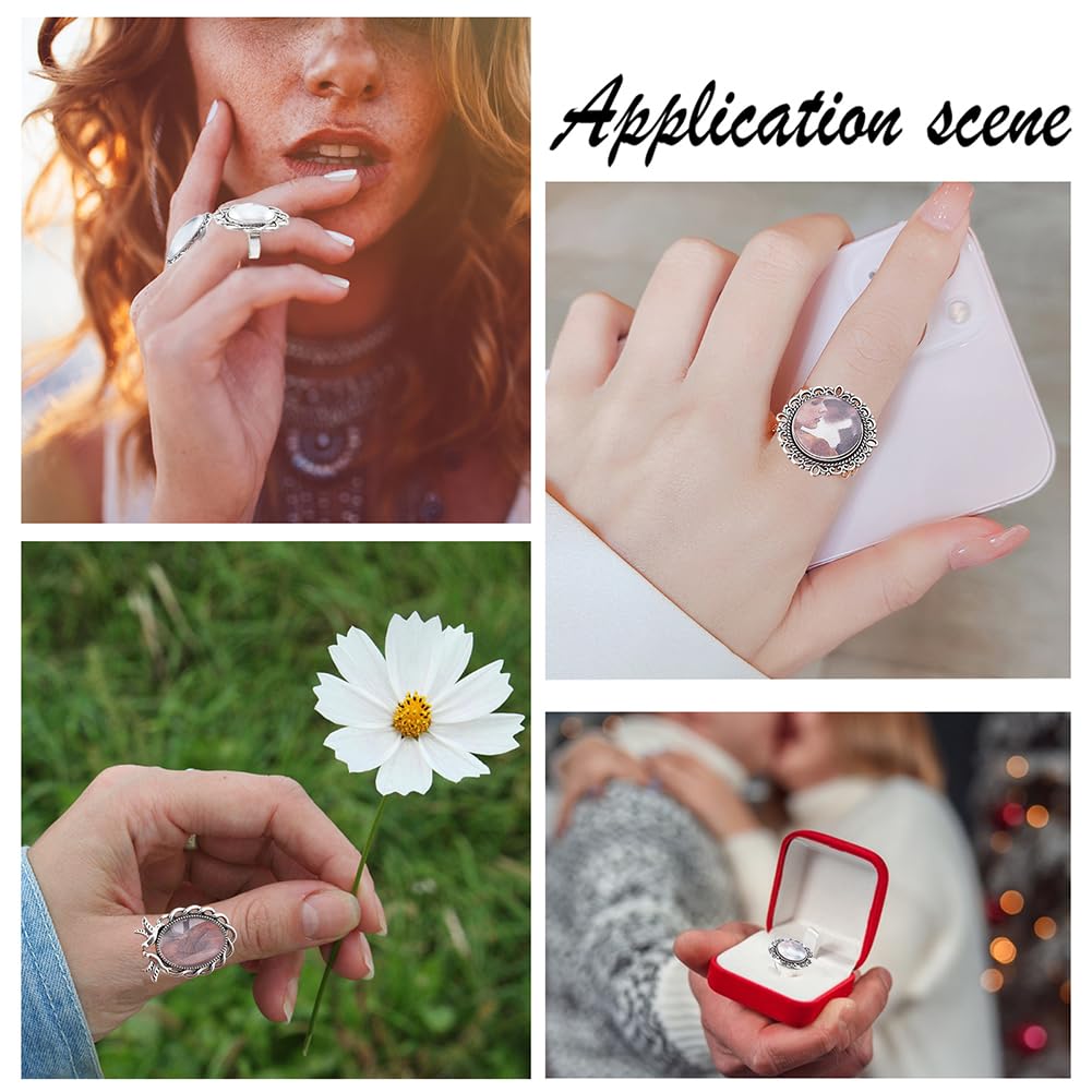 SUNNYCLUE DIY Ringlünetten-Set – 40 Teile, Edelstahl-Rohlinge & Glascabochons, 12 Mm, Verstellbar