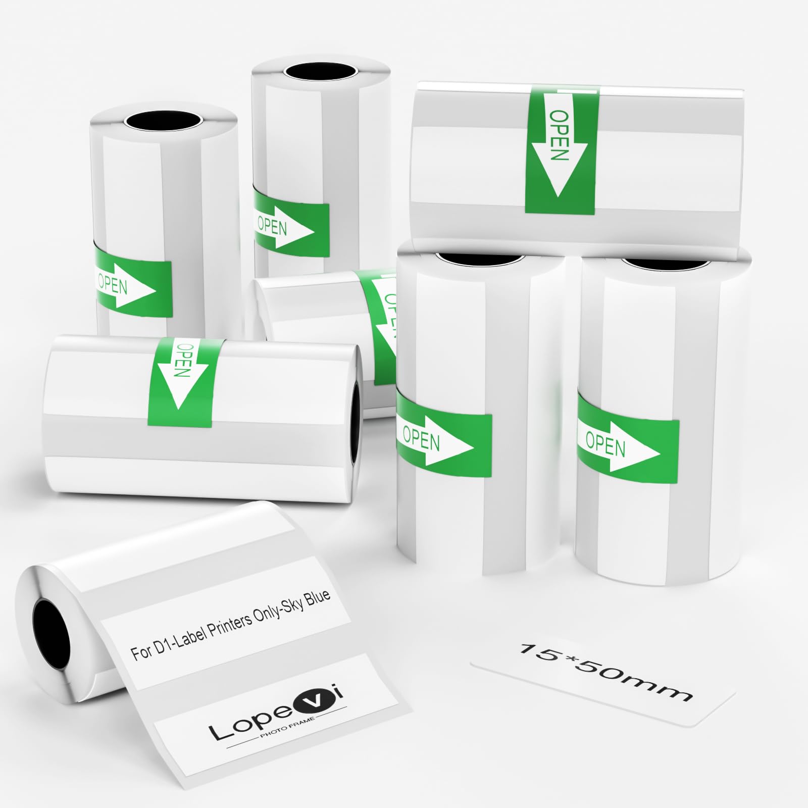 Label Printing Paper - 15 * 50mm 8 Rolls of Label Printing Paper, Thermal Printing Labels - Multi-Purpose Square Self-Adhesive Labels, White