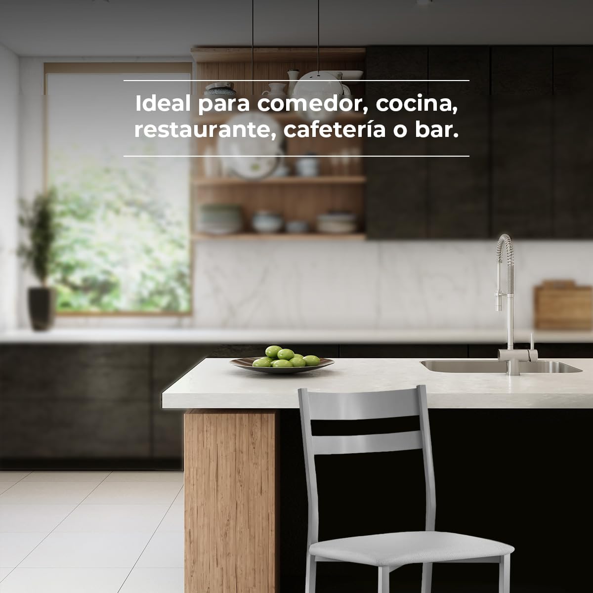 ASTIMESA Dos Sillas de Cocina Respaldo Franjas Gris